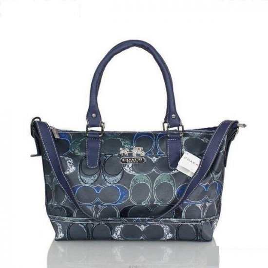 Coach Logo In Monogram Small Navy Totes BYF | Women